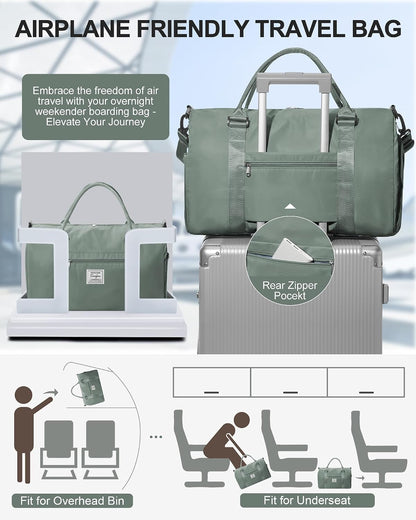 Gym Bag Womens Mens with Shoes Compartment and Wet Pocket Travel Duffel Bags for Women for Plane Sport Gym Tote Bag with Toiletry Bags Waterproof Weekend Overnight Carry on Bag Hospital Holdalls - Colors C
