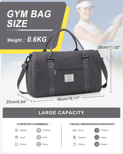 Gym Bag Womens Mens with Shoes Compartment and Wet Pocket Travel Duffel Bags for Women for Plane Sport Gym Tote Bag with Toiletry Bags Waterproof Weekend Overnight Carry on Bag Hospital Holdalls - Colors C