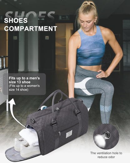 Gym Bag Womens Mens with Shoes Compartment and Wet Pocket Travel Duffel Bags for Women for Plane Sport Gym Tote Bag with Toiletry Bags Waterproof Weekend Overnight Carry on Bag Hospital Holdalls - Colors C