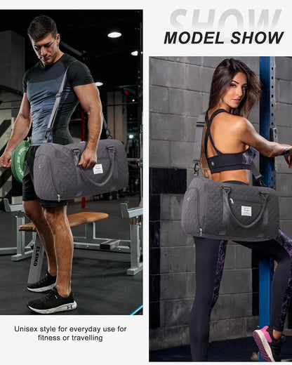 Gym Bag Womens Mens with Shoes Compartment and Wet Pocket Travel Duffel Bags for Women for Plane Sport Gym Tote Bag with Toiletry Bags Waterproof Weekend Overnight Carry on Bag Hospital Holdalls - Colors C