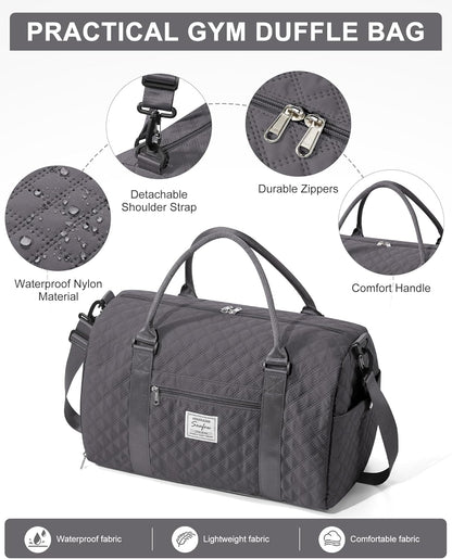 Gym Bag Womens Mens with Shoes Compartment and Wet Pocket Travel Duffel Bags for Women for Plane Sport Gym Tote Bag with Toiletry Bags Waterproof Weekend Overnight Carry on Bag Hospital Holdalls - Colors C
