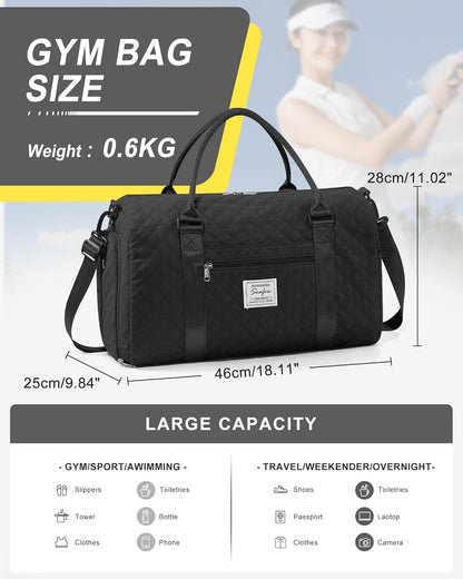 Gym Bag Womens Mens with Shoes Compartment and Wet Pocket Travel Duffel Bags for Women for Plane Sport Gym Tote Bag with Toiletry Bags Waterproof Weekend Overnight Carry on Bag Hospital Holdalls - Colors C