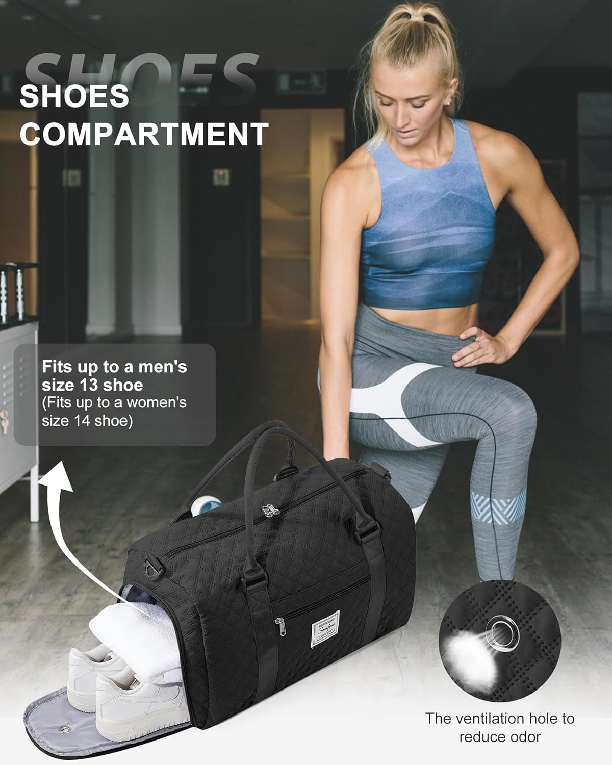 Gym Bag Womens Mens with Shoes Compartment and Wet Pocket Travel Duffel Bags for Women for Plane Sport Gym Tote Bag with Toiletry Bags Waterproof Weekend Overnight Carry on Bag Hospital Holdalls - Colors C