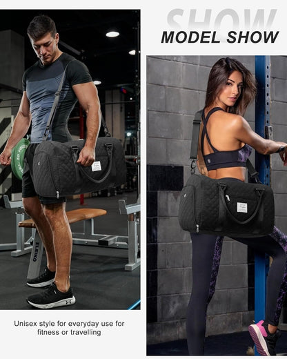 Gym Bag Womens Mens with Shoes Compartment and Wet Pocket Travel Duffel Bags for Women for Plane Sport Gym Tote Bag with Toiletry Bags Waterproof Weekend Overnight Carry on Bag Hospital Holdalls - Colors C