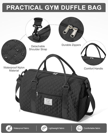 Gym Bag Womens Mens with Shoes Compartment and Wet Pocket Travel Duffel Bags for Women for Plane Sport Gym Tote Bag with Toiletry Bags Waterproof Weekend Overnight Carry on Bag Hospital Holdalls - Colors C