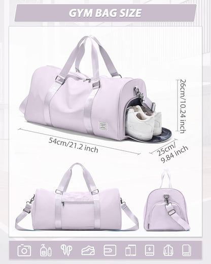 Gym Bag Womens Mens with Shoes Compartment and Wet Pocket Travel Duffel Bags for Women for Plane Sport Gym Tote Bag with Toiletry Bags Waterproof Weekend Overnight Carry on Bag Hospital Holdalls - Colors C
