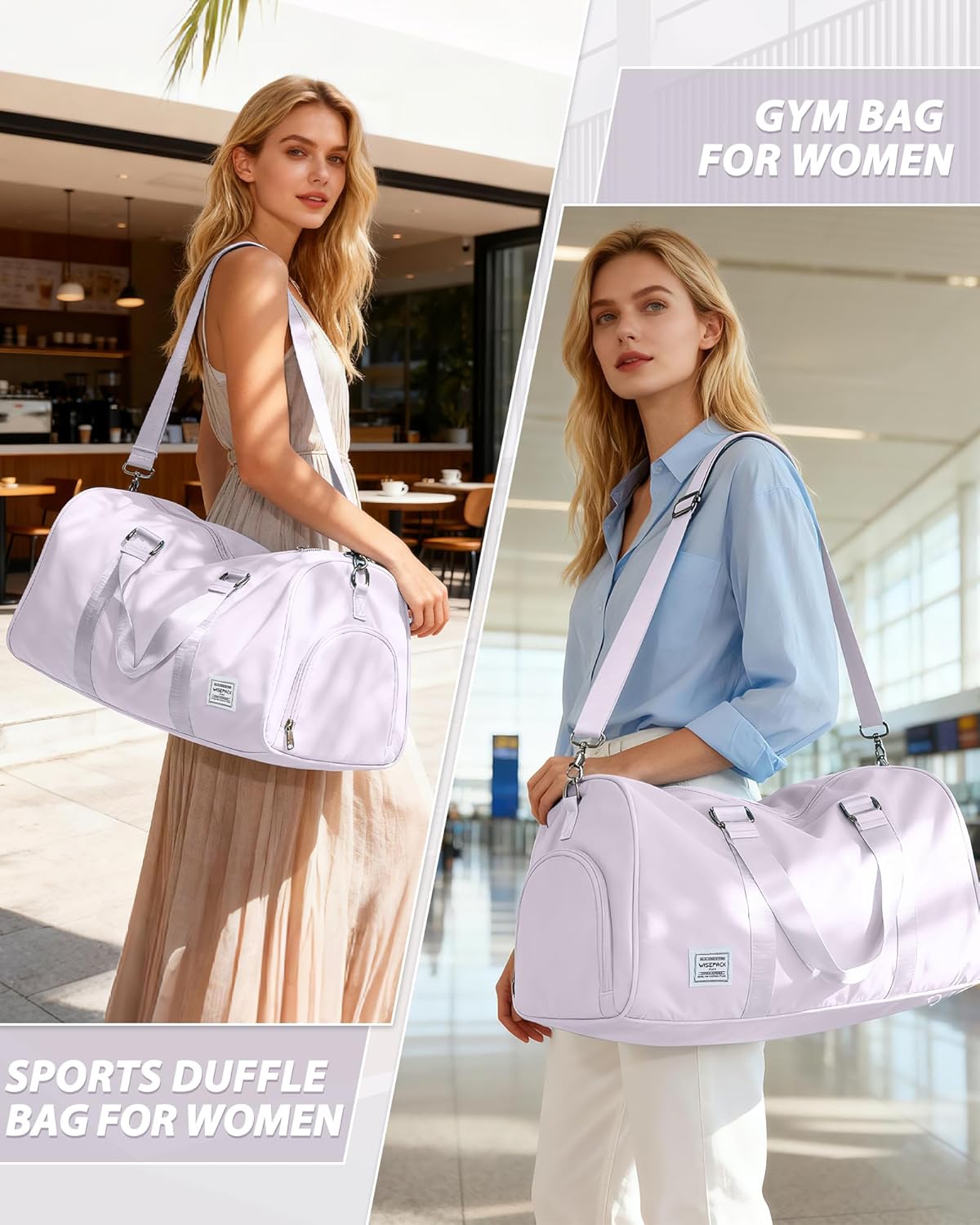 Gym Bag Womens Mens with Shoes Compartment and Wet Pocket Travel Duffel Bags for Women for Plane Sport Gym Tote Bag with Toiletry Bags Waterproof Weekend Overnight Carry on Bag Hospital Holdalls - Colors C