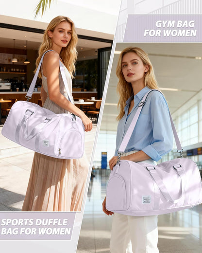 Gym Bag Womens Mens with Shoes Compartment and Wet Pocket Travel Duffel Bags for Women for Plane Sport Gym Tote Bag with Toiletry Bags Waterproof Weekend Overnight Carry on Bag Hospital Holdalls - Colors C
