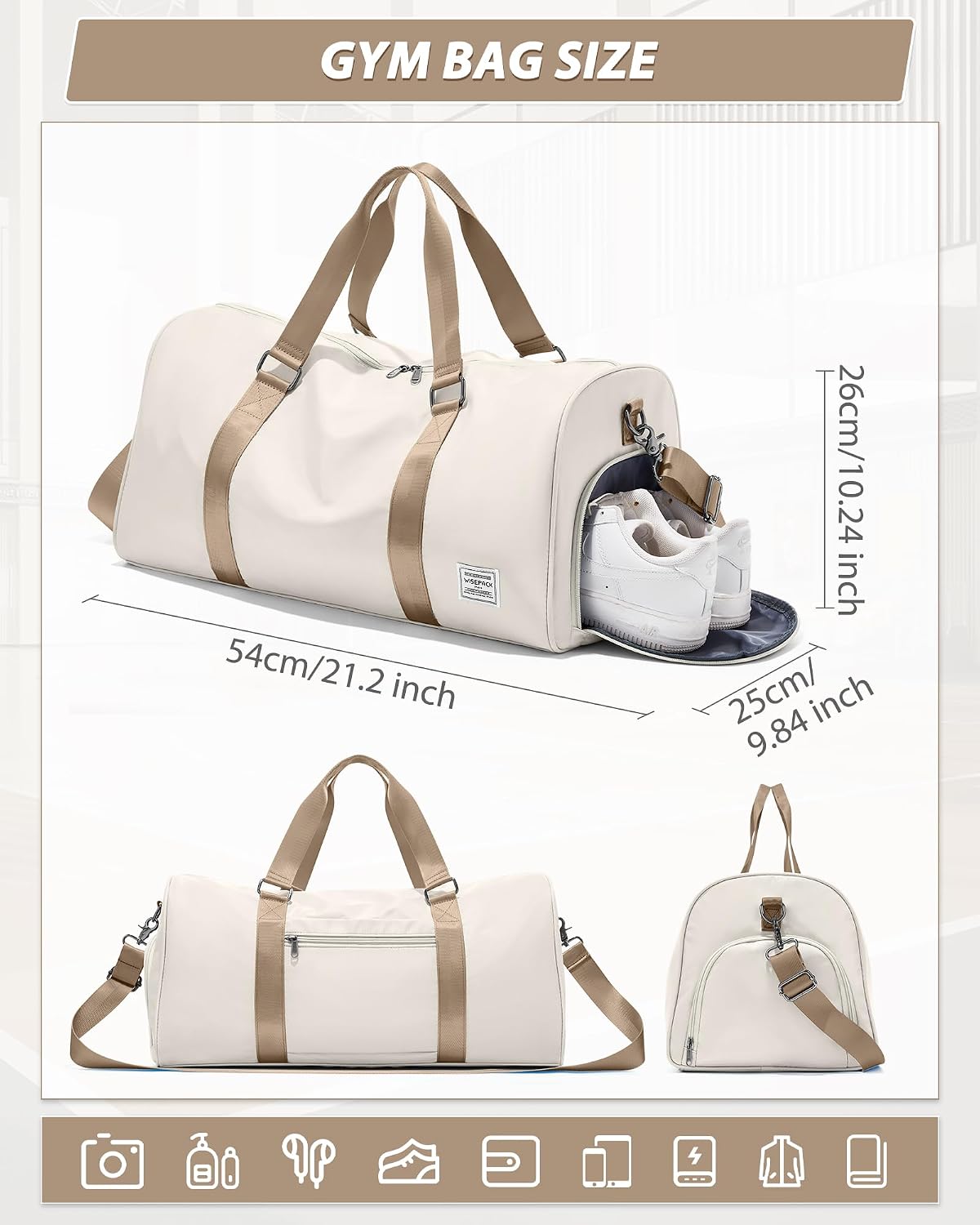 Gym Bag Womens Mens with Shoes Compartment and Wet Pocket Travel Duffel Bags for Women for Plane Sport Gym Tote Bag with Toiletry Bags Waterproof Weekend Overnight Carry on Bag Hospital Holdalls - Colors C