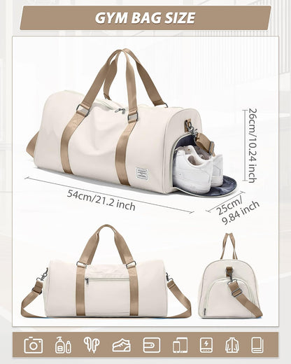 Gym Bag Womens Mens with Shoes Compartment and Wet Pocket Travel Duffel Bags for Women for Plane Sport Gym Tote Bag with Toiletry Bags Waterproof Weekend Overnight Carry on Bag Hospital Holdalls - Colors C