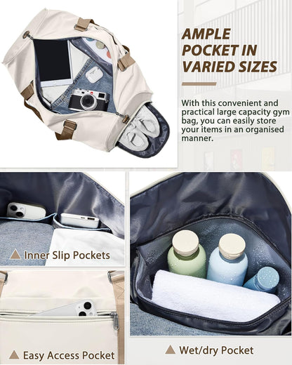 Gym Bag Womens Mens with Shoes Compartment and Wet Pocket Travel Duffel Bags for Women for Plane Sport Gym Tote Bag with Toiletry Bags Waterproof Weekend Overnight Carry on Bag Hospital Holdalls - Colors C