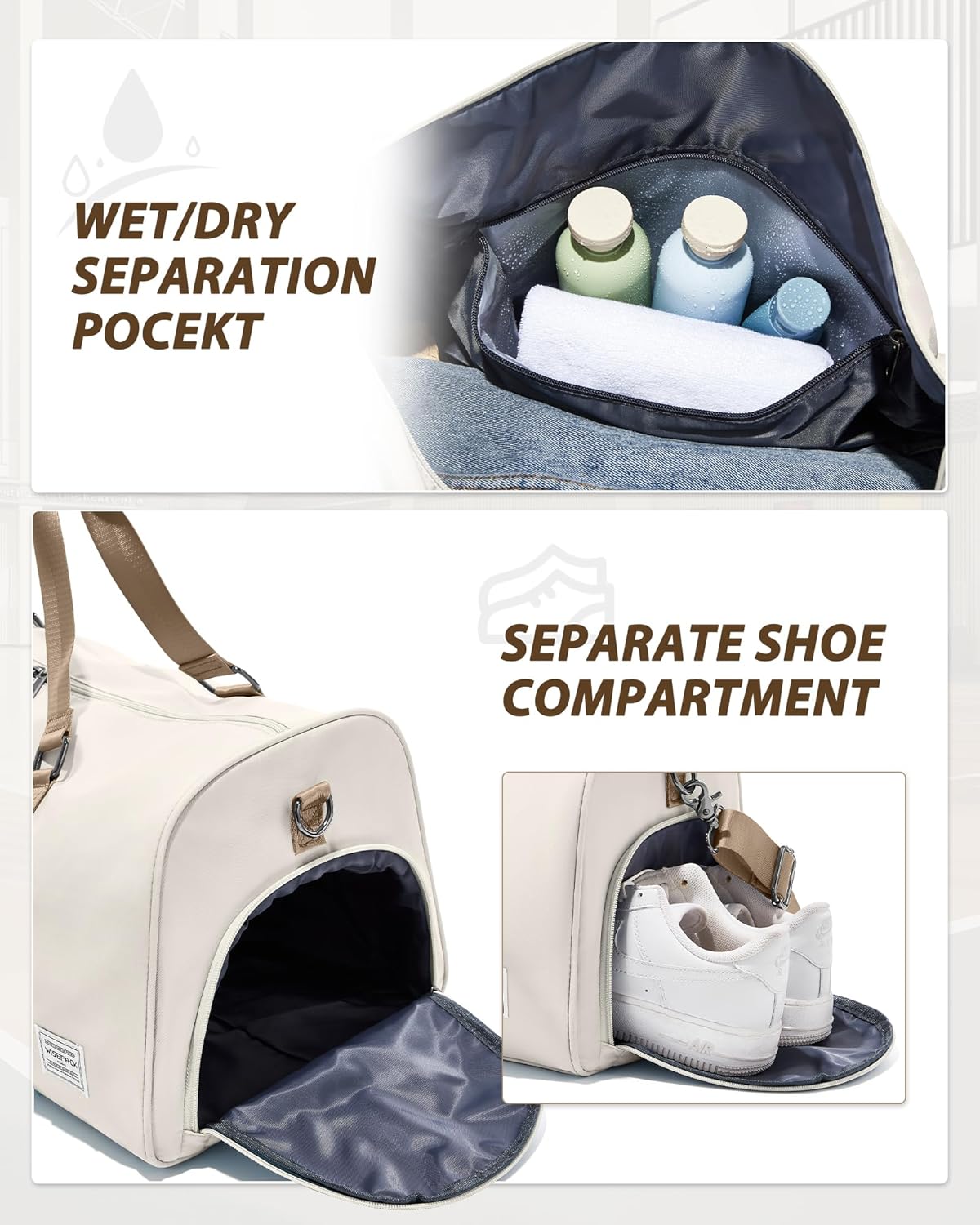 Gym Bag Womens Mens with Shoes Compartment and Wet Pocket Travel Duffel Bags for Women for Plane Sport Gym Tote Bag with Toiletry Bags Waterproof Weekend Overnight Carry on Bag Hospital Holdalls - Colors C