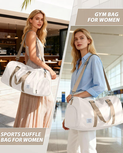Gym Bag Womens Mens with Shoes Compartment and Wet Pocket Travel Duffel Bags for Women for Plane Sport Gym Tote Bag with Toiletry Bags Waterproof Weekend Overnight Carry on Bag Hospital Holdalls - Colors C