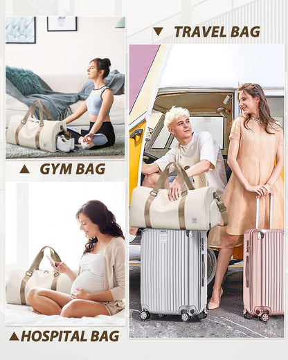 Gym Bag Womens Mens with Shoes Compartment and Wet Pocket Travel Duffel Bags for Women for Plane Sport Gym Tote Bag with Toiletry Bags Waterproof Weekend Overnight Carry on Bag Hospital Holdalls - Colors C