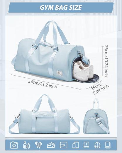 Gym Bag Womens Mens with Shoes Compartment and Wet Pocket Travel Duffel Bags for Women for Plane Sport Gym Tote Bag with Toiletry Bags Waterproof Weekend Overnight Carry on Bag Hospital Holdalls - Colors C