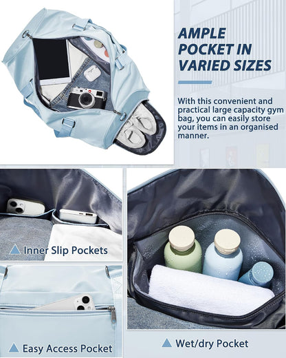 Gym Bag Womens Mens with Shoes Compartment and Wet Pocket Travel Duffel Bags for Women for Plane Sport Gym Tote Bag with Toiletry Bags Waterproof Weekend Overnight Carry on Bag Hospital Holdalls - Colors C