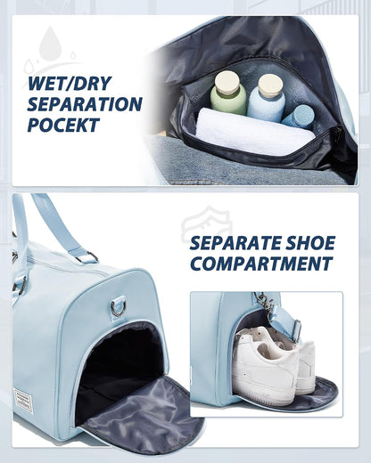 Gym Bag Womens Mens with Shoes Compartment and Wet Pocket Travel Duffel Bags for Women for Plane Sport Gym Tote Bag with Toiletry Bags Waterproof Weekend Overnight Carry on Bag Hospital Holdalls - Colors C