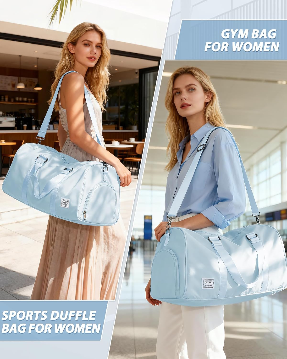 Gym Bag Womens Mens with Shoes Compartment and Wet Pocket Travel Duffel Bags for Women for Plane Sport Gym Tote Bag with Toiletry Bags Waterproof Weekend Overnight Carry on Bag Hospital Holdalls - Colors C