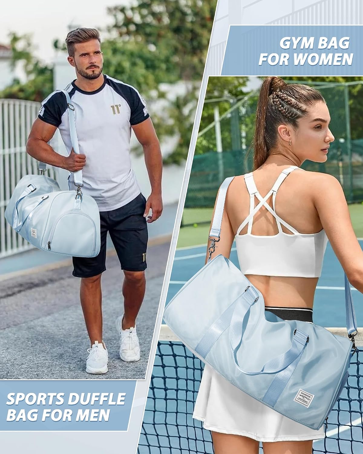 Gym Bag Womens Mens with Shoes Compartment and Wet Pocket Travel Duffel Bags for Women for Plane Sport Gym Tote Bag with Toiletry Bags Waterproof Weekend Overnight Carry on Bag Hospital Holdalls - Colors C