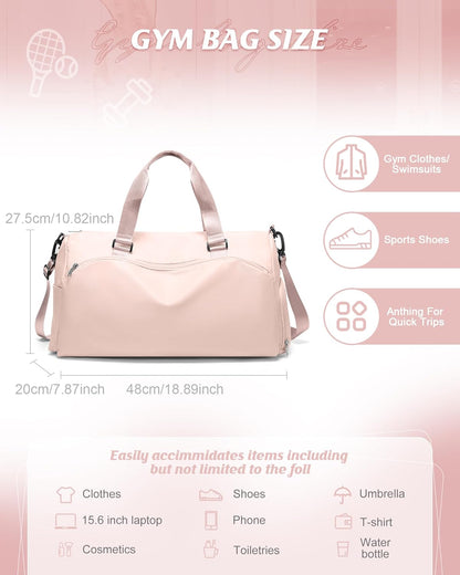 Gym Bag Womens Mens with Shoes Compartment and Wet Pocket Travel Duffel Bags for Women for Plane Sport Gym Tote Bag with Toiletry Bags Waterproof Weekend Overnight Carry on Bag Hospital Holdalls - Colors C
