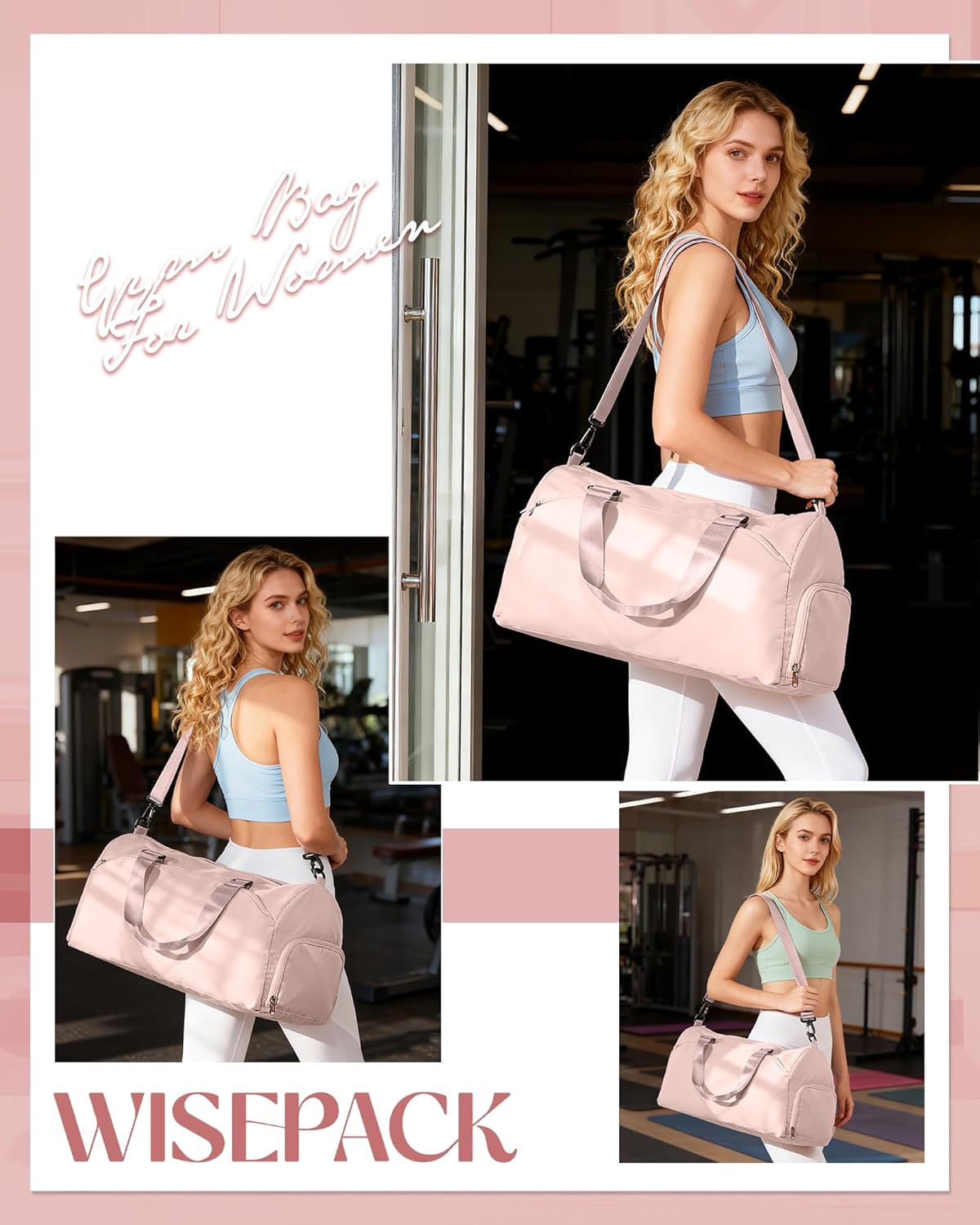 Gym Bag Womens Mens with Shoes Compartment and Wet Pocket Travel Duffel Bags for Women for Plane Sport Gym Tote Bag with Toiletry Bags Waterproof Weekend Overnight Carry on Bag Hospital Holdalls - Colors C