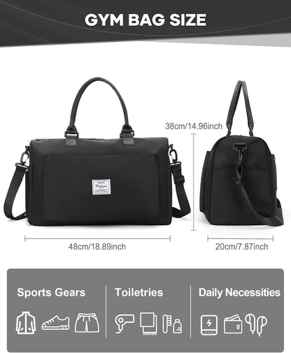 Gym Bag Womens Mens with Shoes Compartment and Wet Pocket Travel Duffel Bags for Women for Plane Sport Gym Tote Bag with Toiletry Bags Waterproof Weekend Overnight Carry on Bag Hospital Holdalls - Colors C