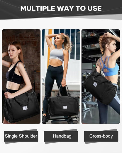 Gym Bag Womens Mens with Shoes Compartment and Wet Pocket Travel Duffel Bags for Women for Plane Sport Gym Tote Bag with Toiletry Bags Waterproof Weekend Overnight Carry on Bag Hospital Holdalls - Colors C