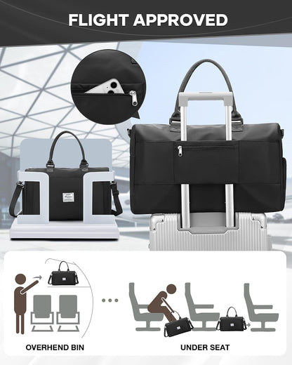 Gym Bag Womens Mens with Shoes Compartment and Wet Pocket Travel Duffel Bags for Women for Plane Sport Gym Tote Bag with Toiletry Bags Waterproof Weekend Overnight Carry on Bag Hospital Holdalls - Colors C