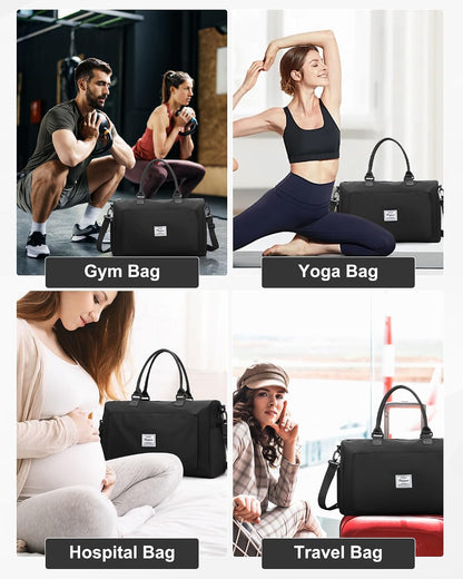 Gym Bag Womens Mens with Shoes Compartment and Wet Pocket Travel Duffel Bags for Women for Plane Sport Gym Tote Bag with Toiletry Bags Waterproof Weekend Overnight Carry on Bag Hospital Holdalls - Colors C