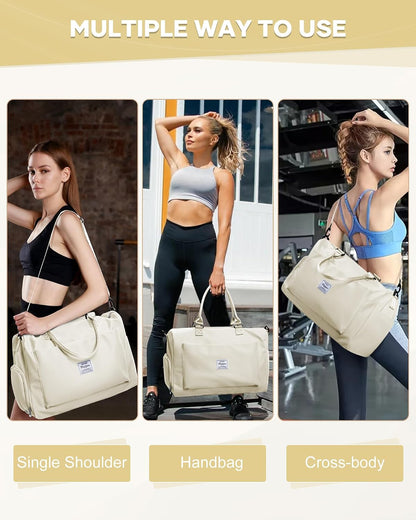 Gym Bag Womens Mens with Shoes Compartment and Wet Pocket Travel Duffel Bags for Women for Plane Sport Gym Tote Bag with Toiletry Bags Waterproof Weekend Overnight Carry on Bag Hospital Holdalls - Colors C