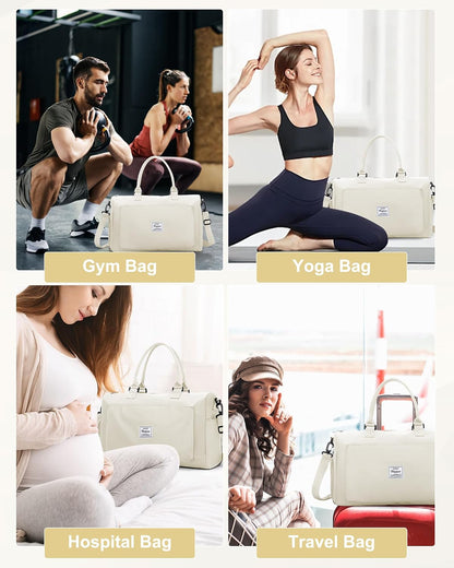 Gym Bag Womens Mens with Shoes Compartment and Wet Pocket Travel Duffel Bags for Women for Plane Sport Gym Tote Bag with Toiletry Bags Waterproof Weekend Overnight Carry on Bag Hospital Holdalls - Colors C