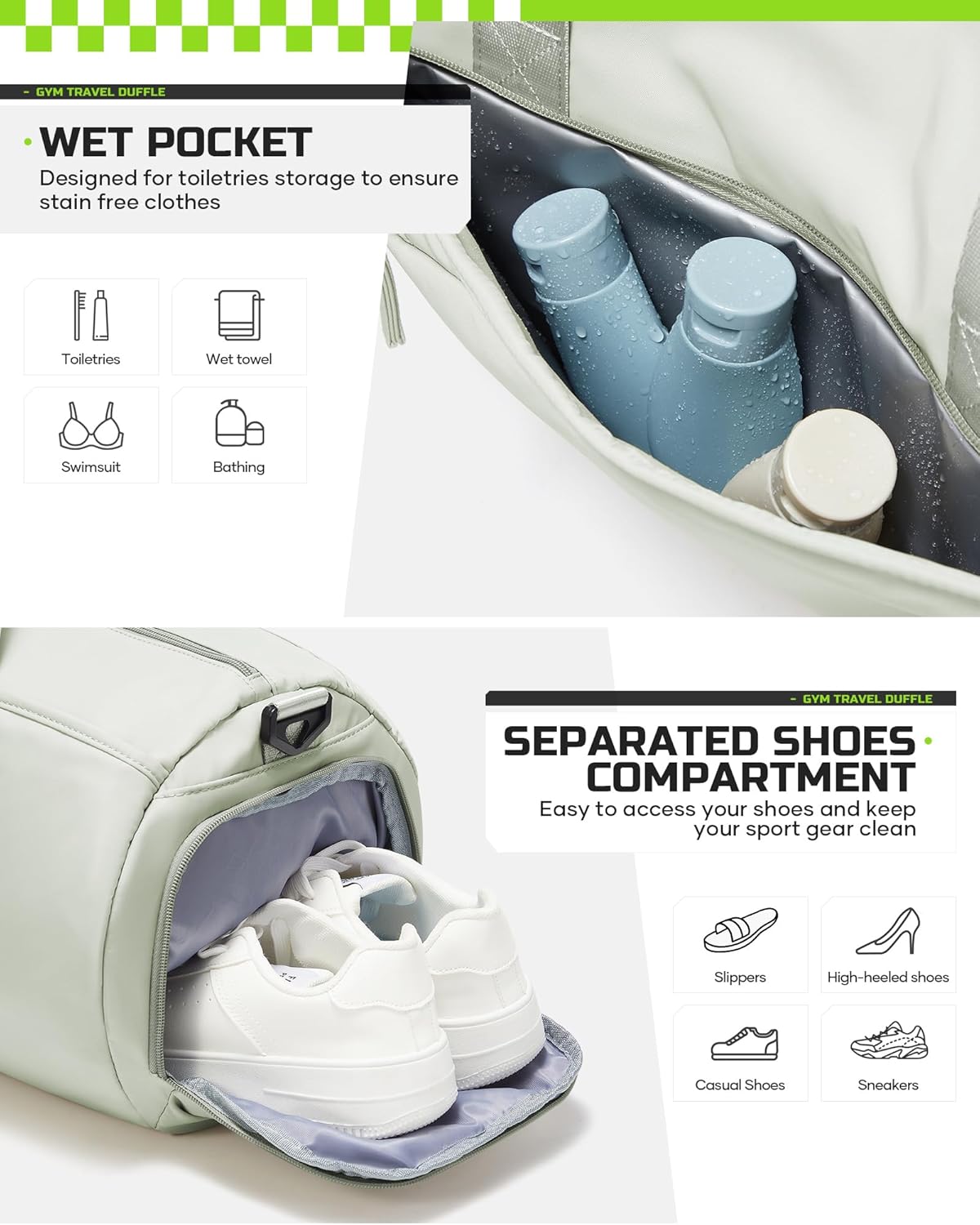 Gym Bag Womens Mens with Shoes Compartment and Wet Pocket Travel Duffel Bags for Women for Plane Sport Gym Tote Bag with Toiletry Bags Waterproof Weekend Overnight Carry on Bag Hospital Holdalls - Colors C
