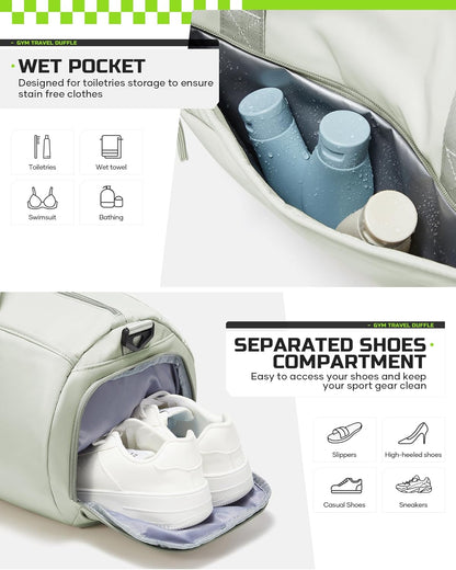Gym Bag Womens Mens with Shoes Compartment and Wet Pocket Travel Duffel Bags for Women for Plane Sport Gym Tote Bag with Toiletry Bags Waterproof Weekend Overnight Carry on Bag Hospital Holdalls - Colors C