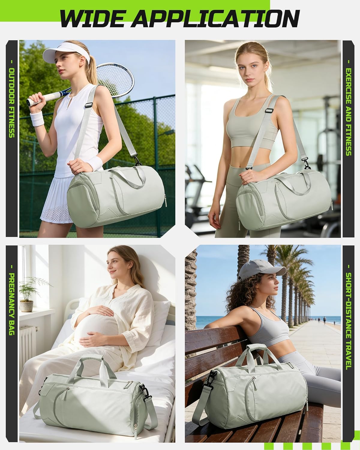 Gym Bag Womens Mens with Shoes Compartment and Wet Pocket Travel Duffel Bags for Women for Plane Sport Gym Tote Bag with Toiletry Bags Waterproof Weekend Overnight Carry on Bag Hospital Holdalls - Colors C