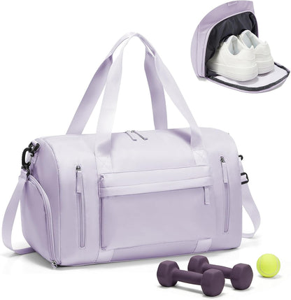 Gym Bag Womens Mens with Shoes Compartment and Wet Pocket Travel Duffel Bags for Women for Plane Sport Gym Tote Bag with Toiletry Bags Waterproof Weekend Overnight Carry on Bag Hospital Holdalls - Colors C