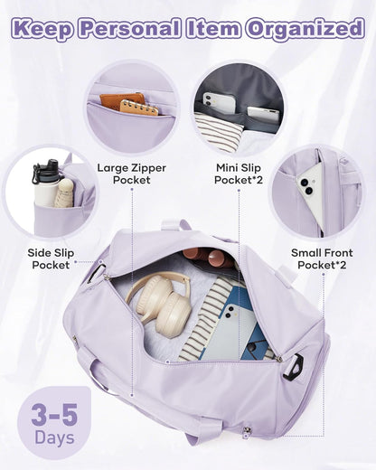 Gym Bag Womens Mens with Shoes Compartment and Wet Pocket Travel Duffel Bags for Women for Plane Sport Gym Tote Bag with Toiletry Bags Waterproof Weekend Overnight Carry on Bag Hospital Holdalls - Colors C