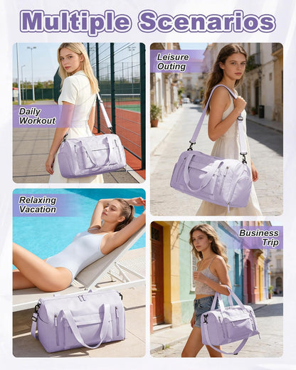 Gym Bag Womens Mens with Shoes Compartment and Wet Pocket Travel Duffel Bags for Women for Plane Sport Gym Tote Bag with Toiletry Bags Waterproof Weekend Overnight Carry on Bag Hospital Holdalls - Colors C