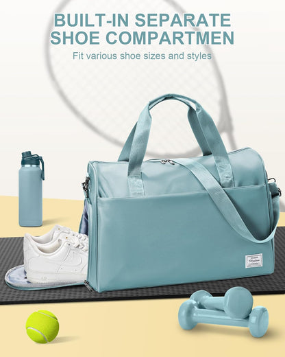 Gym Bag Womens Mens with Shoes Compartment and Wet Pocket Travel Duffel Bags for Women for Plane Sport Gym Tote Bag with Toiletry Bags Waterproof Weekend Overnight Carry on Bag Hospital Holdalls - Colors C