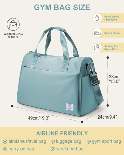 Gym Bag Womens Mens with Shoes Compartment and Wet Pocket Travel Duffel Bags for Women for Plane Sport Gym Tote Bag with Toiletry Bags Waterproof Weekend Overnight Carry on Bag Hospital Holdalls - Colors C
