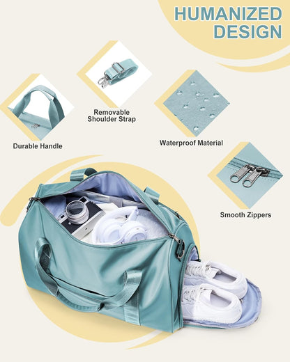 Gym Bag Womens Mens with Shoes Compartment and Wet Pocket Travel Duffel Bags for Women for Plane Sport Gym Tote Bag with Toiletry Bags Waterproof Weekend Overnight Carry on Bag Hospital Holdalls - Colors C