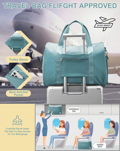 Gym Bag Womens Mens with Shoes Compartment and Wet Pocket Travel Duffel Bags for Women for Plane Sport Gym Tote Bag with Toiletry Bags Waterproof Weekend Overnight Carry on Bag Hospital Holdalls - Colors C