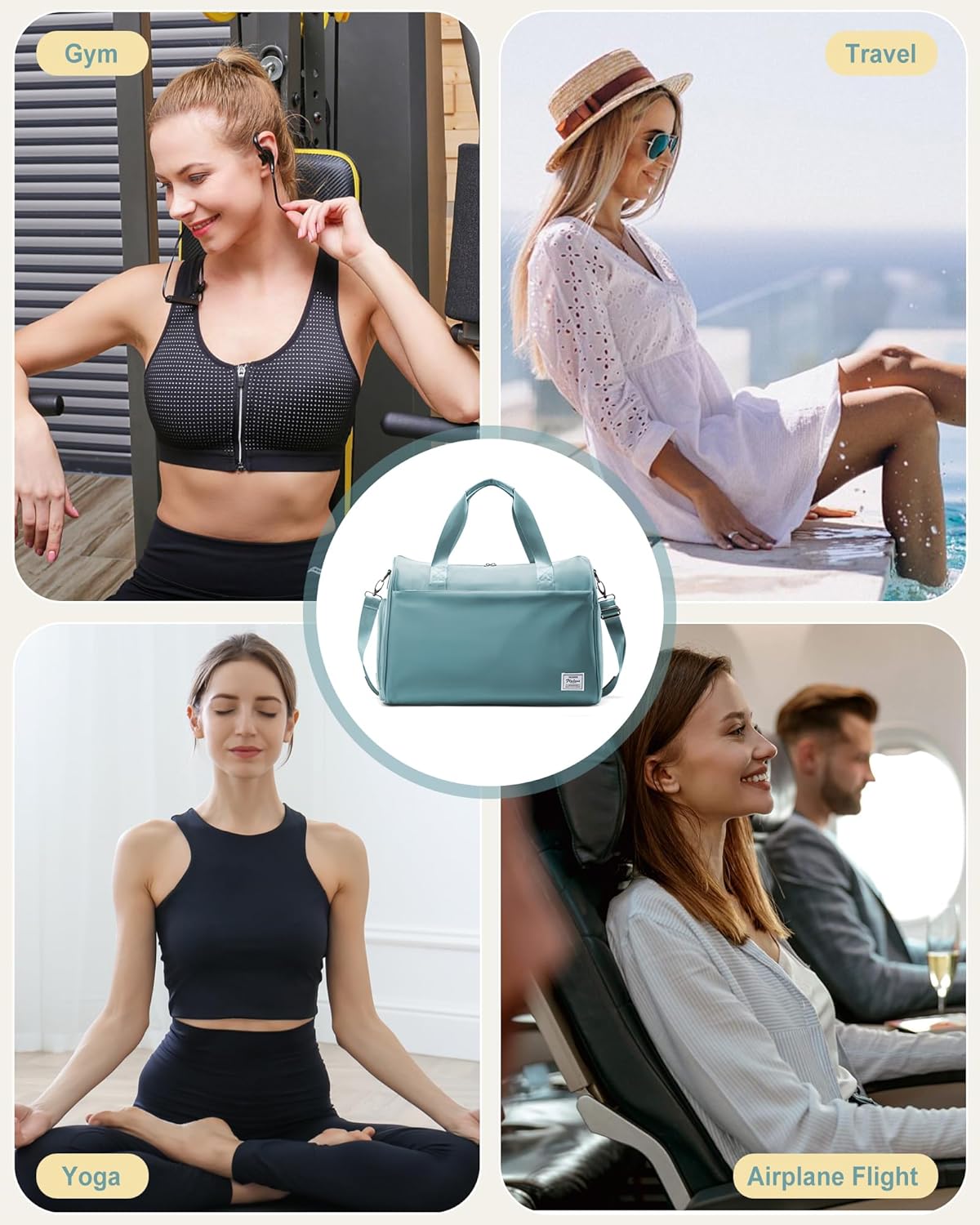 Gym Bag Womens Mens with Shoes Compartment and Wet Pocket Travel Duffel Bags for Women for Plane Sport Gym Tote Bag with Toiletry Bags Waterproof Weekend Overnight Carry on Bag Hospital Holdalls - Colors C