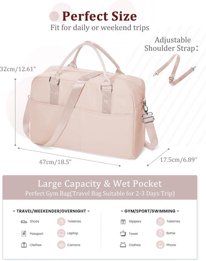 Gym Bag Womens Mens with Shoes Compartment and Wet Pocket Travel Duffel Bags for Women for Plane Sport Gym Tote Bag with Toiletry Bags Waterproof Weekend Overnight Carry on Bag Hospital Holdalls - Colors C