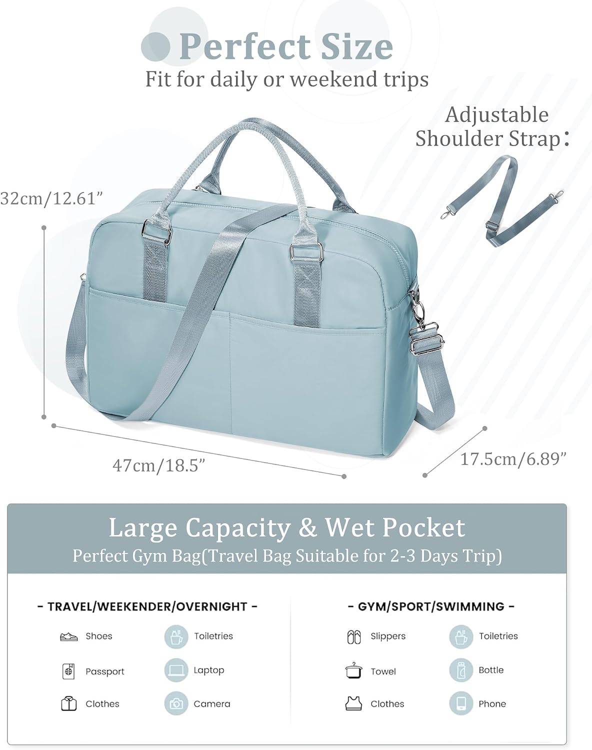 Gym Bag Womens Mens with Shoes Compartment and Wet Pocket Travel Duffel Bags for Women for Plane Sport Gym Tote Bag with Toiletry Bags Waterproof Weekend Overnight Carry on Bag Hospital Holdalls - Colors C