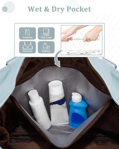 Gym Bag Womens Mens with Shoes Compartment and Wet Pocket Travel Duffel Bags for Women for Plane Sport Gym Tote Bag with Toiletry Bags Waterproof Weekend Overnight Carry on Bag Hospital Holdalls - Colors C
