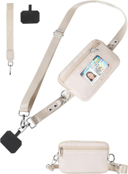 Clip&Go Strap for Phone with Wallet Crossbody Detachable Zippered Pouch&Phone Lanyard