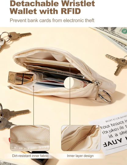 Clip&Go Strap for Phone with Wallet Crossbody Detachable Zippered Pouch&Phone Lanyard