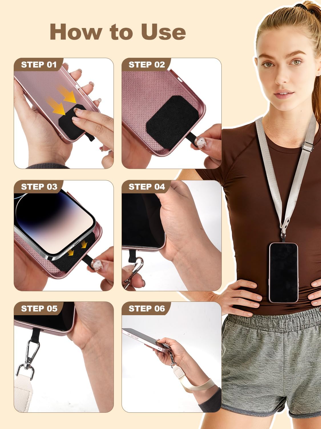 Clip&Go Strap for Phone with Wallet Crossbody Detachable Zippered Pouch&Phone Lanyard