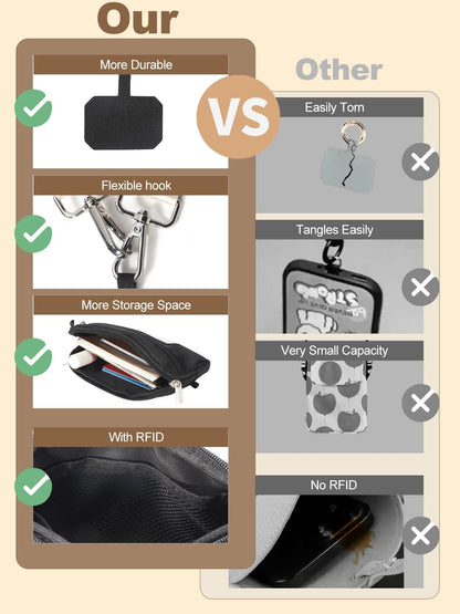 Clip&Go Strap for Phone with Wallet Crossbody Detachable Zippered Pouch&Phone Lanyard