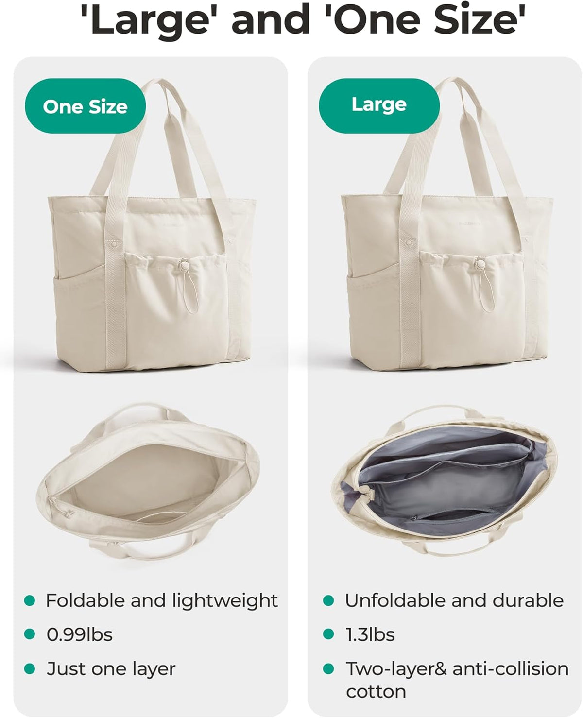 Foldable Tote Bag with Drawstring Bag, Tote Bag Shoulder Bag Top Handle Handbag for Travel, Work, Beach, Gym